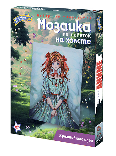 Мозаика из пайеток на холсте &amp;quot;Аниме Девушка&amp;quot;