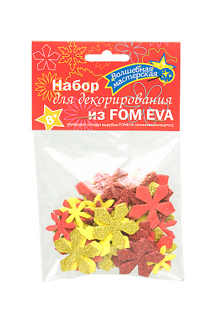 Набор для декорирования из ФОАМИРАНА "Снежинки" тип 2 (60 шт) зол/красн.