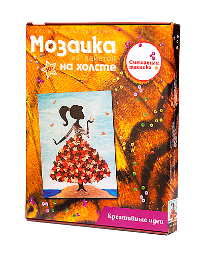 Мозаика из пайеток на холсте &amp;quot;Девочка с бабочками&amp;quot;