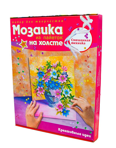 Мозаика из пайеток на холсте &amp;quot;Клематисы&amp;quot;