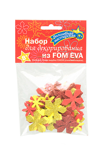 Набор для декорирования из ФОАМИРАНА &amp;quot;Снежинки&amp;quot; тип 2 (60 шт) зол/красн.
