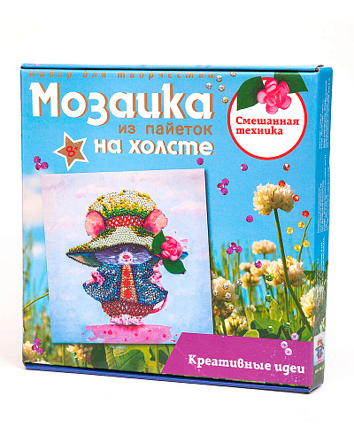 Мозаика из пайеток на холсте &amp;quot;Мышка&amp;quot;