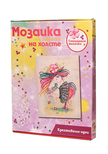 Мозаика из пайеток на холсте &amp;quot;Единорожка&amp;quot;