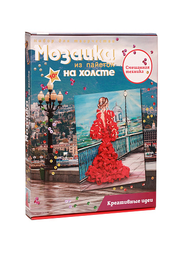 Мозаика из пайеток на холсте &amp;quot;Девушка в красном&amp;quot;