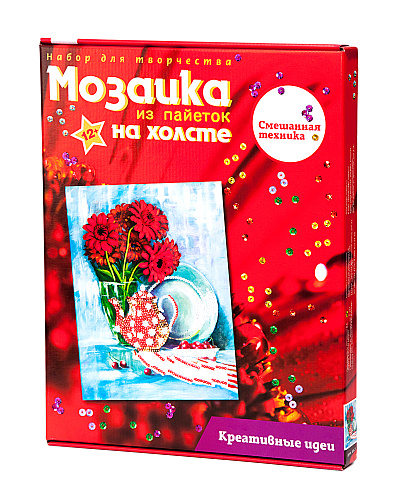 Мозаика из пайеток на холсте &amp;quot;Герберы&amp;quot;