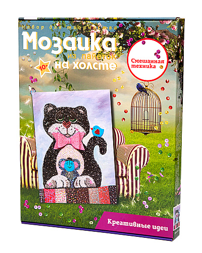 Мозаика из пайеток на холсте &amp;quot;Кошки-мышки&amp;quot;